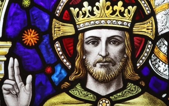 A stained-glass window of Jesus wearing a crown is seen in this 2011 photo at St. Joseph's Seminary in Yonkers, N.Y. (OSV News/Gregory A. Shemitz)