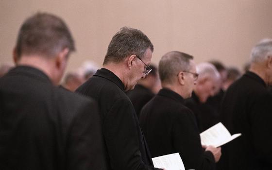 Bishops pray June 13, 2024, at the U.S. Conference of Catholic Bishops' spring plenary assembly in Louisville, Kentucky. The U.S. bishops' 2025 fall plenary takes place Nov. 10-13 in Baltimore. (OSV News/Bob Roller)