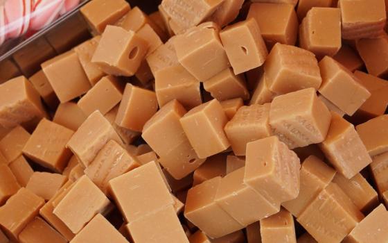 A pile of caramel candies