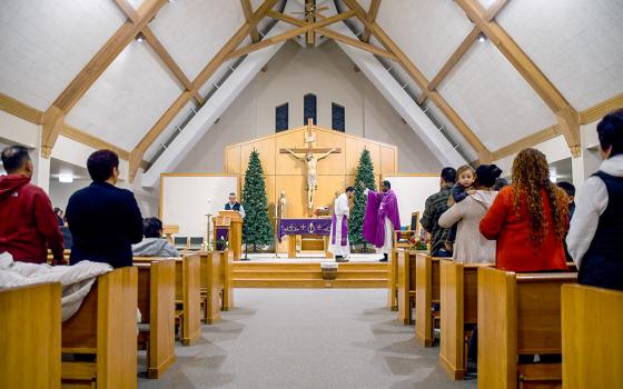 Parishioners gather for Mass at St. Ann's Catholic Church in Lexington, Neb., Dec. 4, 2025. (AP/Thomas Peipert)