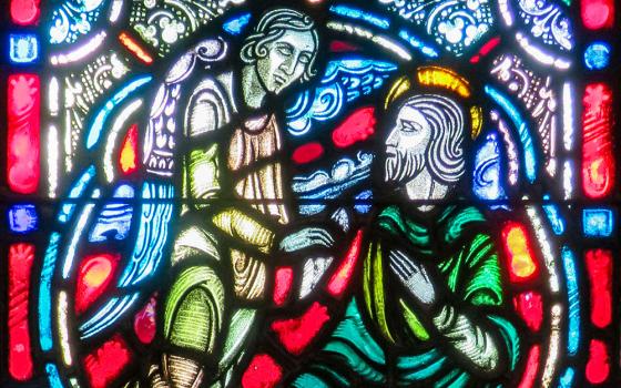 An angel appears to St. Joseph in a dream, depicted in stained glass at St. Mary's Catholic Church in Rome, Georgia. (Wikimedia Commons/Nheyob)