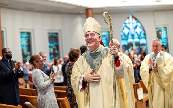Bishop Mark O'Connell smiles following his installation Mass as the 11th bishop of Albany, New York, at St. Edward the Confessor Church in Clifton Park Dec. 5, 2025. (OSV News/Courtesy of The Evangelist/Patrick Dodson)