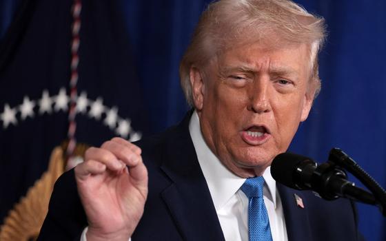 U.S. President Donald Trump speaks during a news conference at Trump's Mar-a-Lago club in Palm Beach, Florida, Jan. 3, 2026. (OSV News/Reuters/Jonathan Ernst)