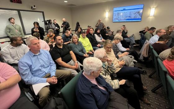 Sisters of Charity of Leavenworth, Kansas, were among community members at a Feb. 2 hearing of the Leavenworth Planning Commission about a proposed permit request by a nonprofit detention center to operate an ICE detention facility for undocumented immigrants. The sisters say CoreCivic has a history of not treating immigrants with dignity. (Joe Kenny)