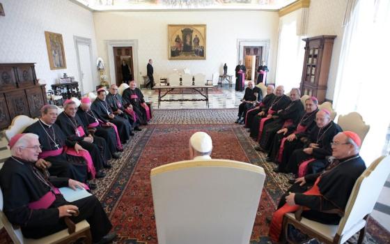 Pope Francis meets with Cuban bishops during their 2017 "ad limina" visit to the Vatican. The bishops of Cuba have postponed their planned "ad limina" visit to Rome Feb. 16-20, after government authorities announced that airlines could no longer refuel due to U.S. tariff threats against countries supplying oil to the island nation. (CNS/L'Osservatore Romano)