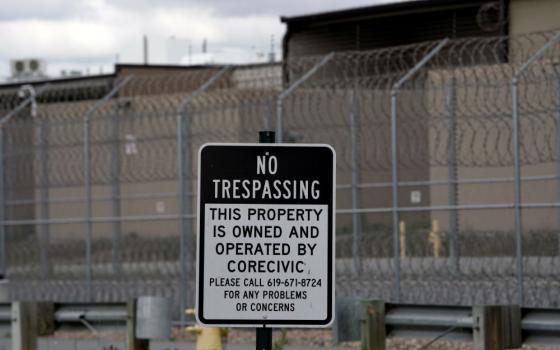 The Otay Mesa Detention Center, an Immigration and Customs Enforcement federal detention center in San Diego, Calif., is pictured April 11, 2020. (CNS/Reuters/Bing Guan)