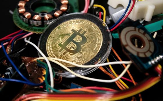photo of bitcoins and wires