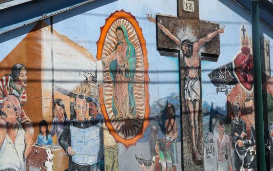 A mural is seen on a building on the grounds of Sacred Heart Catholic Church in El Paso, Texas, March 24, 2025. (OSV News/Bob Roller)