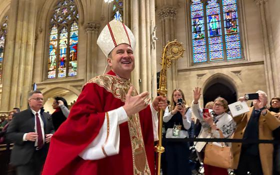 Archbishop Ronald Hicks blesses the congregation Feb. 6, 2026, at the end of the installation Mass as the 11th archbishop of New York at St. Patrick's Cathedral in New York City. (NCR photo/Camillo Barone) 
