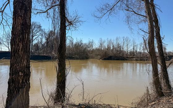 The Tallahatchie River flows near Glendora, Mississippi, where the body of 14-year-old Emmett Till was recovered in 1955 after he was kidnapped and murdered. The site is seen Feb. 7, 2026. (Laura Nettles)