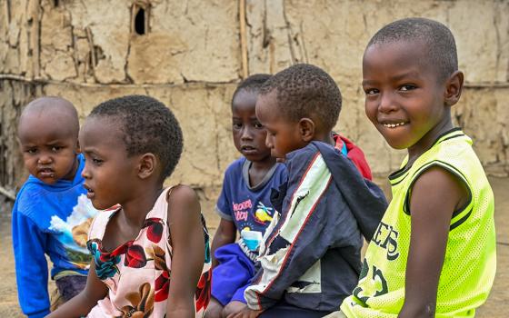 A group of children are seen in a village near Nairobi, Kenya, in a 2022 photo. (Dreamstime/Alexey Kuznetsov)