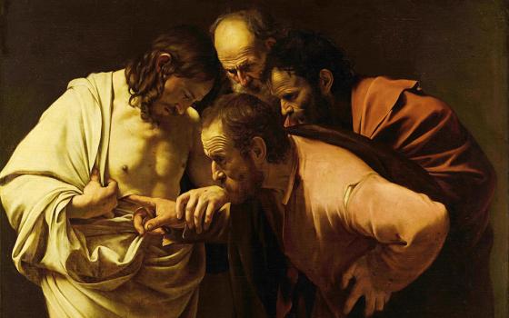 Michelangelo Merisi da Caravaggio's "The Incredulity of Saint Thomas," c. 1604 shows the moment the apostle Thomas came to believe in the resurrection of Jesus Christ. (OSV News/Wikimedia Commons)