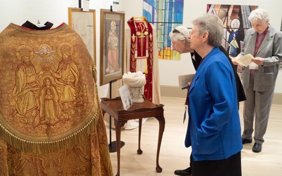 Visitors browse exhibits at the opening of the Heritage and Research Center at St. Mary's May 26, a collaborative heritage center and archive for 10 congregations of Catholic sisters in the Midwest located in Indiana. (Courtesy of the Heritage and Research Center at St. Mary's)