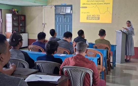 Bethany Sr. Irene Theresa teaches a session on the science of addiction at the Bethany Centre for Health and Rehabilitation on June 26, 2026, in Aizawl, northeastern India. (Courtesy of Irene Theresa)