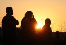 People make the sign of the cross as they receive Pope Francis' blessing during a prayer meeting at Ta' Pinu National Shrine in Gozo, Malta, April 2, 2022. (CNS/Paul Haring)