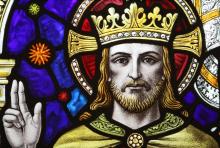 A stained-glass window of Jesus wearing a crown is seen in this 2011 photo at St. Joseph's Seminary in Yonkers, N.Y. (OSV News/Gregory A. Shemitz)